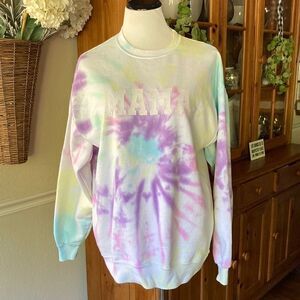 Women’s Graphic Tye Dye MAMA Crewneck Sweatshirt Size Medium